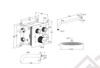 Душевая система скрытого монтажа для душа MILLEAU Tissage TERMO 2SBIT/324.1-GB на 2 потока (комплект с монтажным блоком), Черный глянец