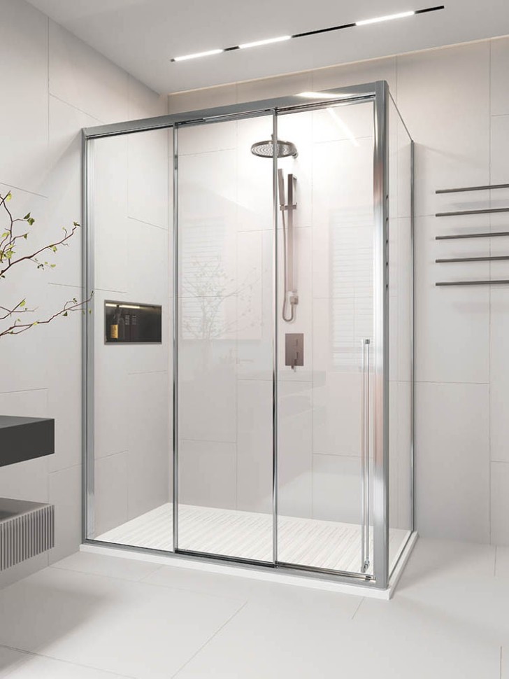 Душевой угол раздвижной Veconi Premium Prato 300 SP CH-L, 1100х900x2000, хром, стекло прозрачное