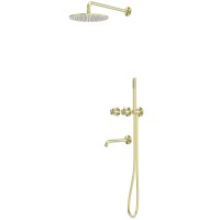 Душевая система ABBER Wasser Kreis 316 AF8150BG скрытого монтажа с изливом, термостат, брашированное светлое золото