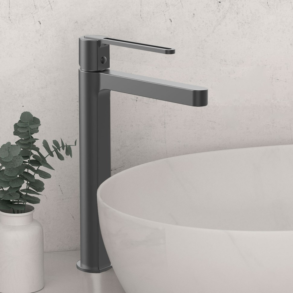 Смеситель для раковины Рондо (Rondo) VBF-1R2GM однорычажный, вороненая сталь