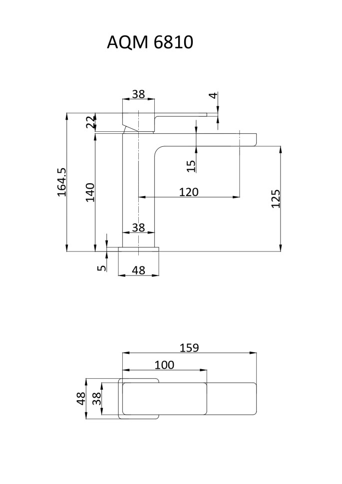 AQM6810MB Savona Смеситель для раковины 125мм, гладкий, подводка 1/2 ", черный матовый
