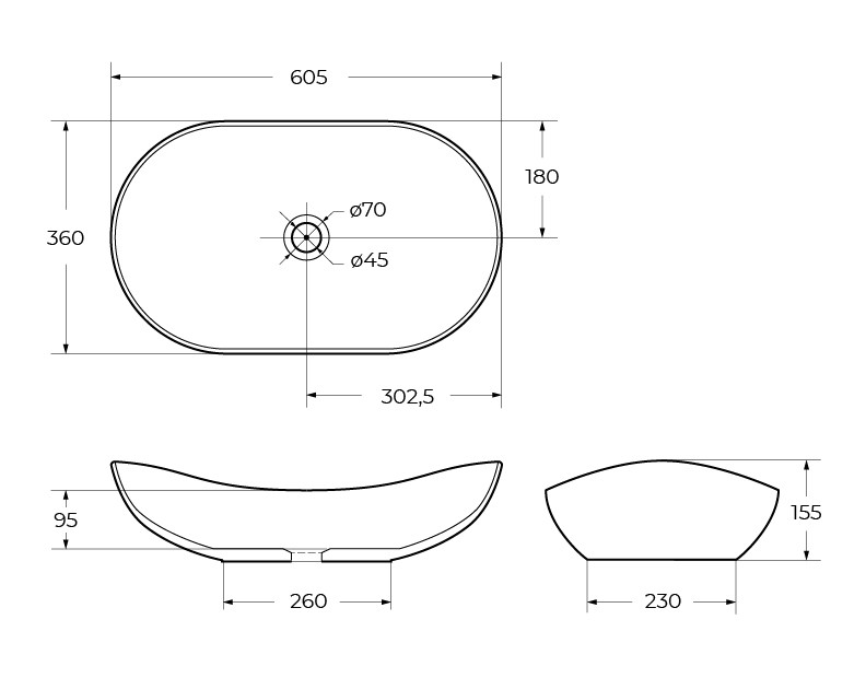 Накладная раковина BelBagno BB1404-H301