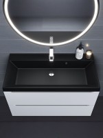 Раковина для ванной 90 см, Uperwood Classic Quartz, кварцевая, черная матовая, космос
