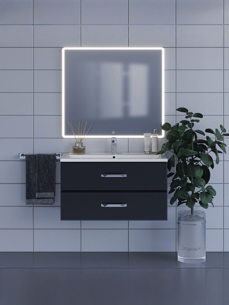 Зеркало для ванной с подсветкой Uperwood Foster 90х80 см, прямоугольное, сенсор/антизапотевание