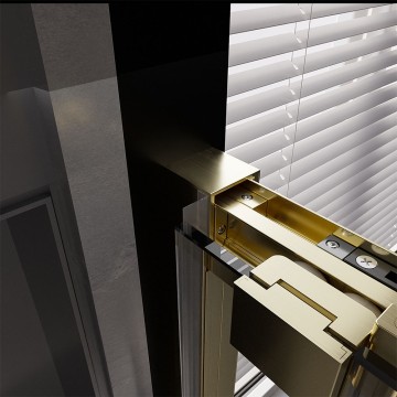 Душевая дверь Veconi Premium Trento PTD-30G, 1400х2000, брашированное золото, стекло прозрачное