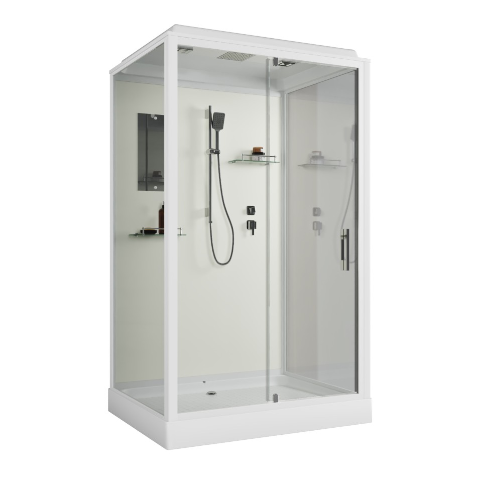 Душевая кабина Niagara Standart ST100/80/15Q (100х80х215) прямоугольник,поддон 15см,распашная,проф.белый,3 места