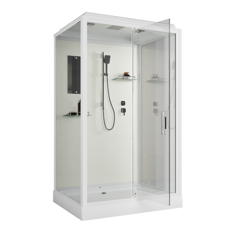 Душевая кабина Niagara Standart ST100/80/15Q (100х80х215) прямоугольник,поддон 15см,распашная,проф.белый,3 места