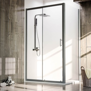 Боковая панель Veconi KP-05B, 1000х1900 черный, стекло прозрачное