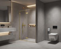 Душевая дверь в нишу 1200х2000 мм, стекло 8 мм, прозрачное, EasyClean, цвет профиля золото шлифованное