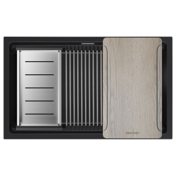 Мойка LUMI-MULTI SINK 74 UNI, IT-GRANIT, LU-MULTI 74-BLM, черный, 740х450, Paulmark