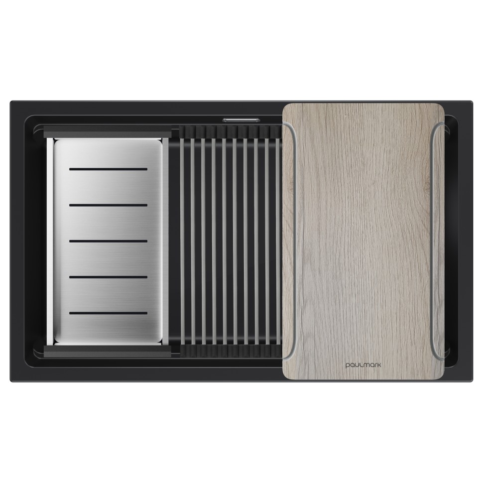 Мойка LUMI-MULTI SINK 74 UNI, IT-GRANIT, LU-MULTI 74-BLM, черный, 740х450, Paulmark