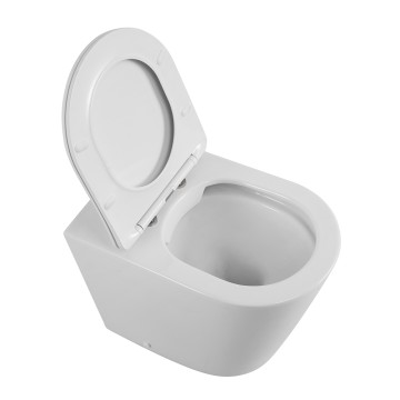 Унитаз приставной безободковый с сиденьем BelBagno FLAY-R BB1003CBR/SC