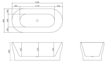 Акриловая ванна BELBAGNO BB405-1700-800