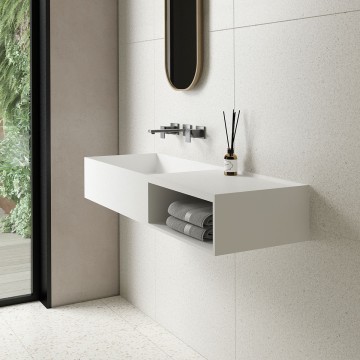Раковина Солид Серфейс (Solid Surface) Vincea VWB-6S180MW, 800*400*200, подвесная, цвет белый матовый