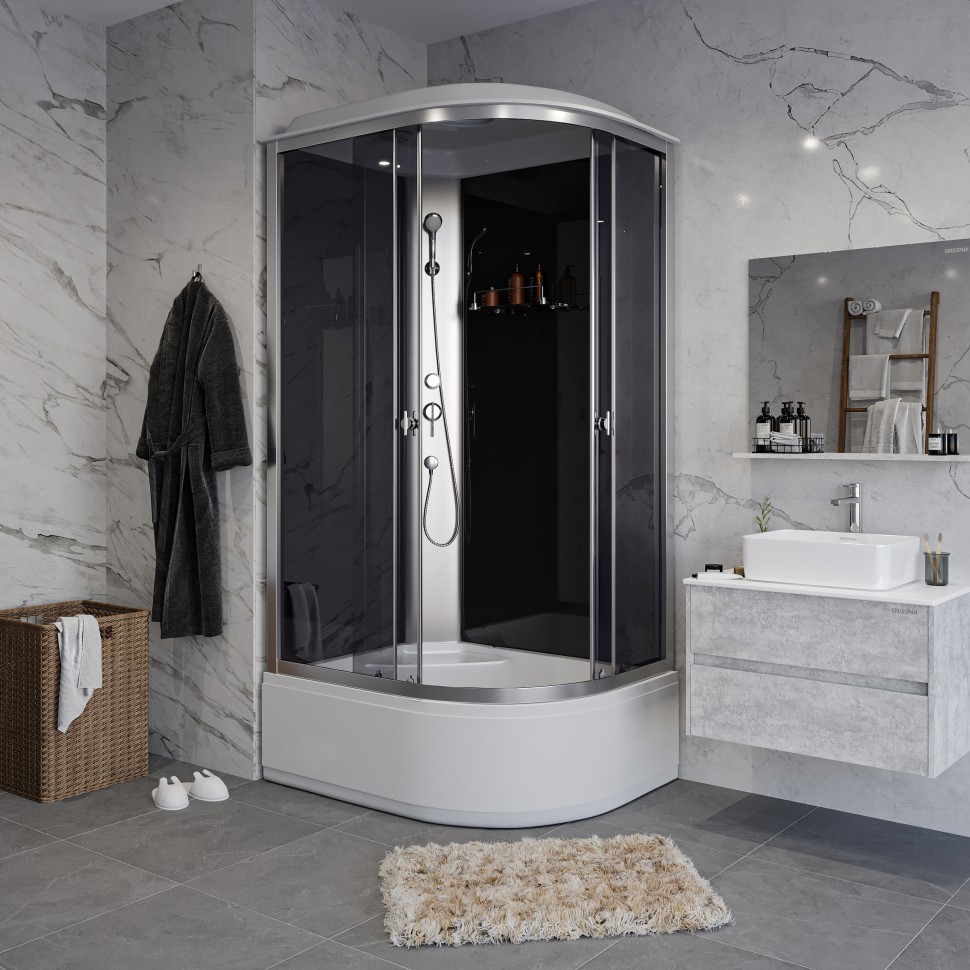 Душевая кабина Niagara Eco E120/80/40L/TN (120х80х215) высокий поддон(40см),стекло тонированное,4 места