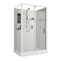 Душевая кабина Niagara Standart ST100/80/15Q/BK (100х80х200) прямоугольник,поддон 15см,распашная,проф.белый,без крыши,3 места