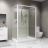 Душевая кабина Niagara Standart ST100/80/15Q/BK (100х80х200) прямоугольник,поддон 15см,распашная,проф.белый,без крыши,3 места