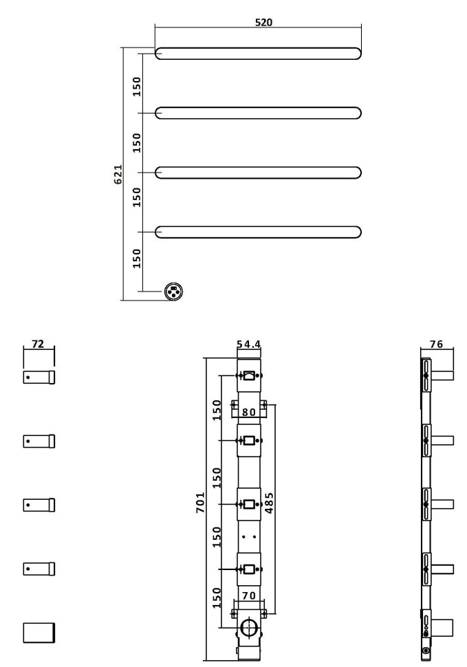 Полотенцесушитель электрический Vincea VTD-2H2CH, хром, таймер