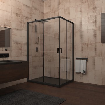 Душевой угол Veconi Rovigo RV-14, 1000x900x1950, черный, стекло прозрачное