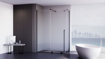 Душевой угол Premium Trento PTC-SP-50B, 1300х1000x2000, черный матовый, стекло прозрачное