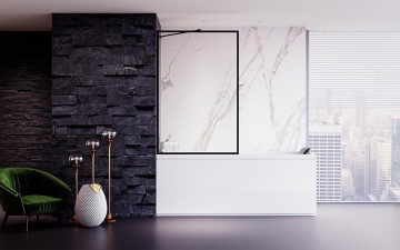 Шторка на ванну Veconi Palau PL-85B, 800x1500, черный, стекло прозрачное New