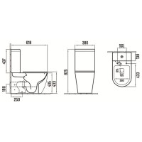 Унитаз Напольный,приставной Ceramalux Rimless с сиденьем и бачком 2166XMB цвет черный