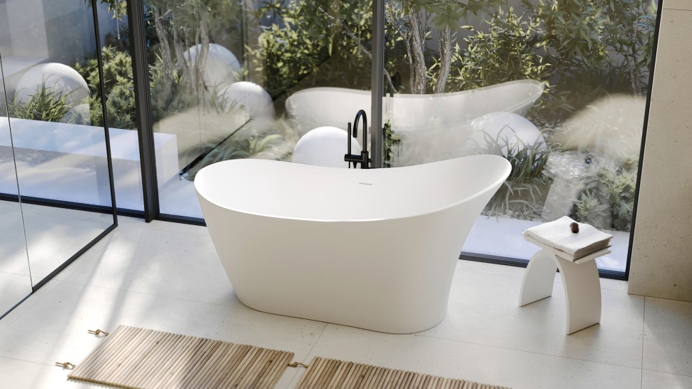 Ванна из искусственного камня ABBER Stein AS9618 белая матовая