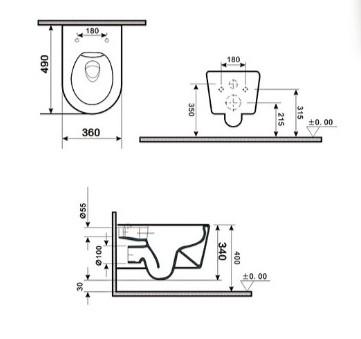 Унитаз подвесной Tornado Gid Tr2133TF-BUM 62301Y синий матовый 49x36x34