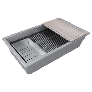 Мойка LUMI-MULTI SINK 74 UNI, IT-GRANIT, LU-MULTI 74-GRM, серый металлик, 740х450, Paulmark