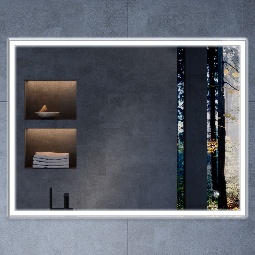 Зеркало LED VLM-3VN9008 900х800 c сенсорным выключателем и диммером