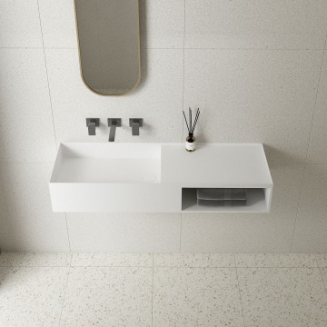 Раковина Солид Серфейс (Solid Surface) Vincea VWB-6S112MW, 1200*400*200, подвесная, цвет белый матовый