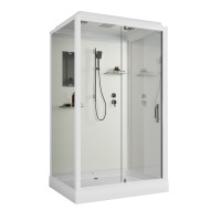 Душевая кабина Niagara Standart ST120/90/15Q (120х90х215) прямоугольник,поддон 15см,распашная,проф.белый,3 места
