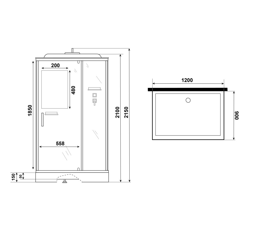 Душевая кабина Niagara Standart ST120/90/15Q (120х90х215) прямоугольник,поддон 15см,распашная,проф.белый,3 места