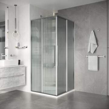 Душевое ограждение Niagara Nova NG-4623-34 (90х90х195) квадрат,раздвижная,хром,стекло рифленое,1 место
