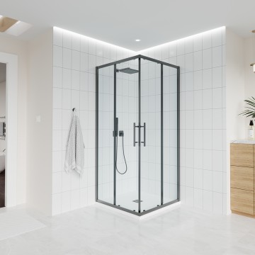 Душевой угол Veconi Evo 300 GR, 1100х900x1950, графит брашинг, прозрачное стекло