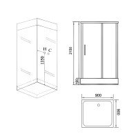 Душевая кабина Grossman Style GR261 (90x90x215) дверь распашная,5 мест