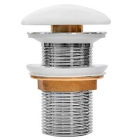 Донный клапан Clik-clak MILLEAU PD1MW/OO с керамической накладкой (матовый белый) для раковины без перелива