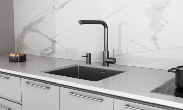 Дозатор для жидкого мыла STORK, D006-GM, вороненая сталь, Paulmark