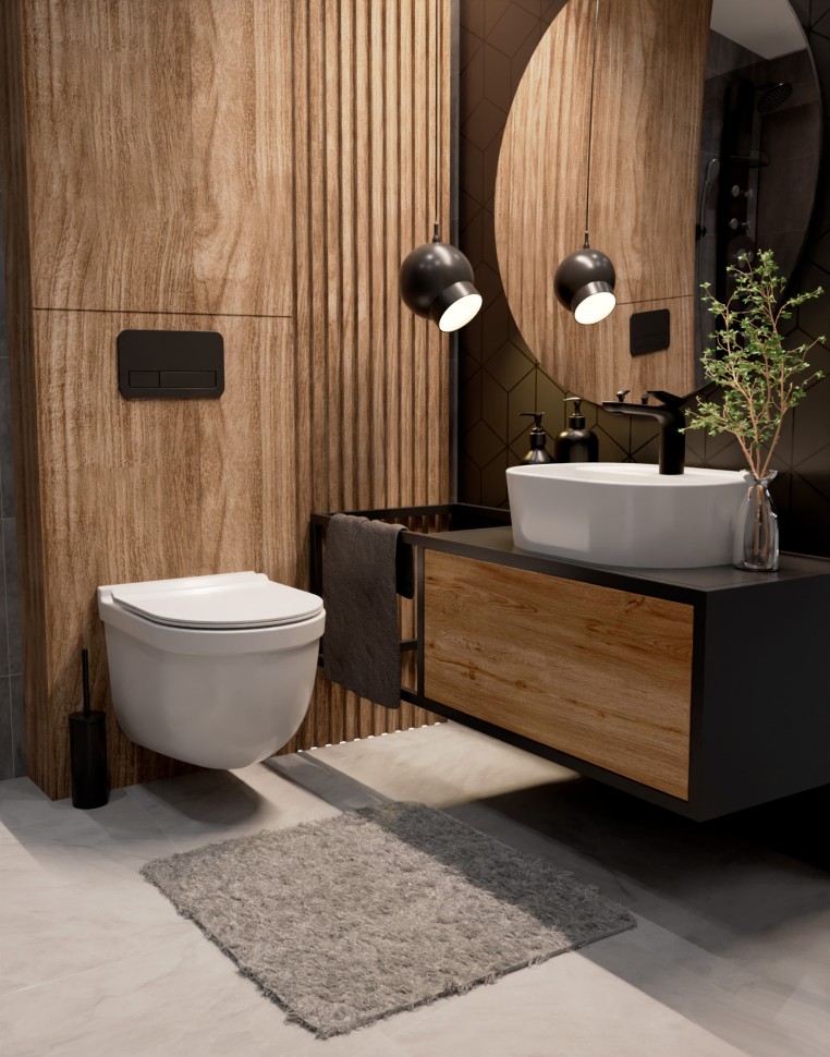 AQM2010 Унитаз подвесной сиденье SoftClose, технология смыва QUIET, скрытый крепеж. 520х360х410