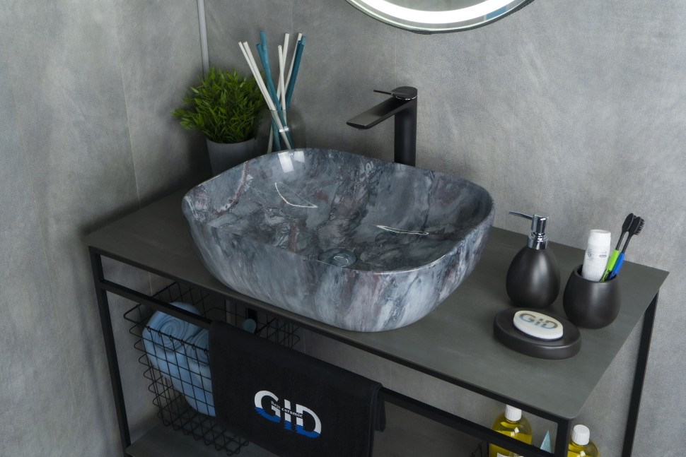 Раковина Gid K397G124 54401 накладная под камень глянцевая 50x40x14