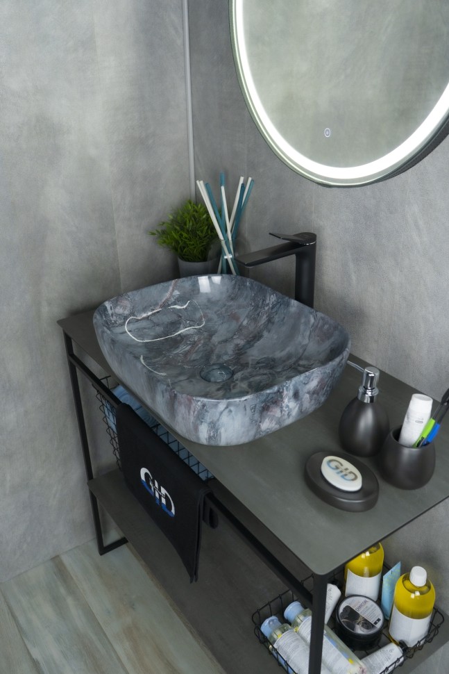 Раковина Gid K397G124 54401 накладная под камень глянцевая 50x40x14