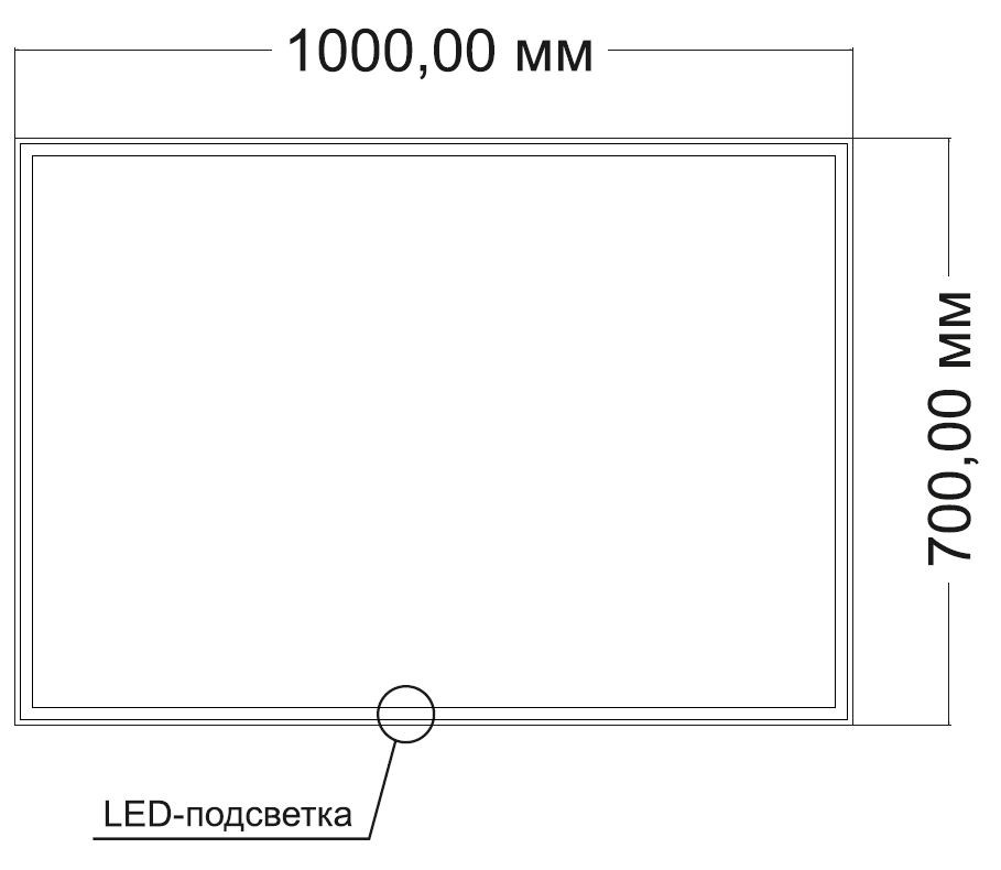 Зеркало LED VLM-3VN1007 1000х700 c сенсорным выключателем и диммером