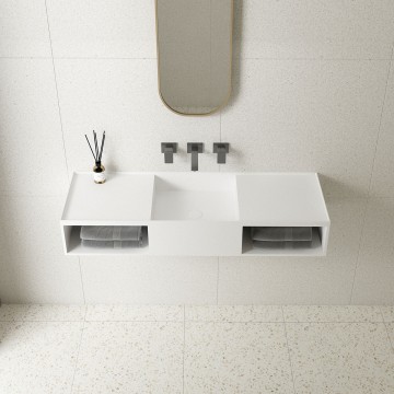 Раковина Солид Серфейс (Solid Surface) Vincea VWB-6S212MW, 1200*400*200, подвесная, цвет белый матовый