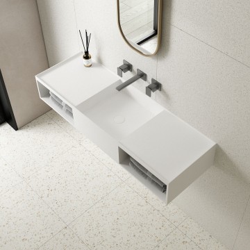 Раковина Солид Серфейс (Solid Surface) Vincea VWB-6S212MW, 1200*400*200, подвесная, цвет белый матовый