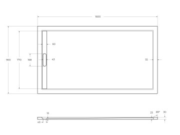 Поддон из искусственного мрамора CEZARES TRAY-AS-AH-160/90-30-W