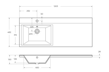 Раковина из литьевого мрамора BelBagno BB1200/480-LV-MR-L