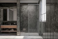 Душевая дверь Veconi Premium Trento PTD-30GR, 1300х2000, брашированный графит, стекло прозрачное