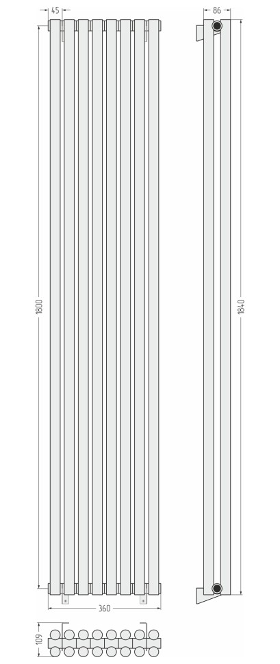 Эстет-11 1800х360 8 секций