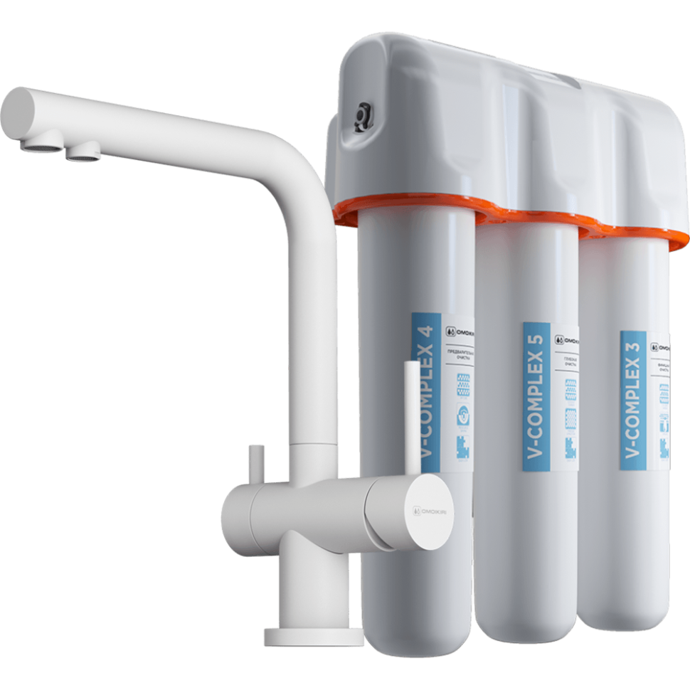 Комплект смеситель+фильтр Omoikiri Nagano-WH-P + Pure drop Lite