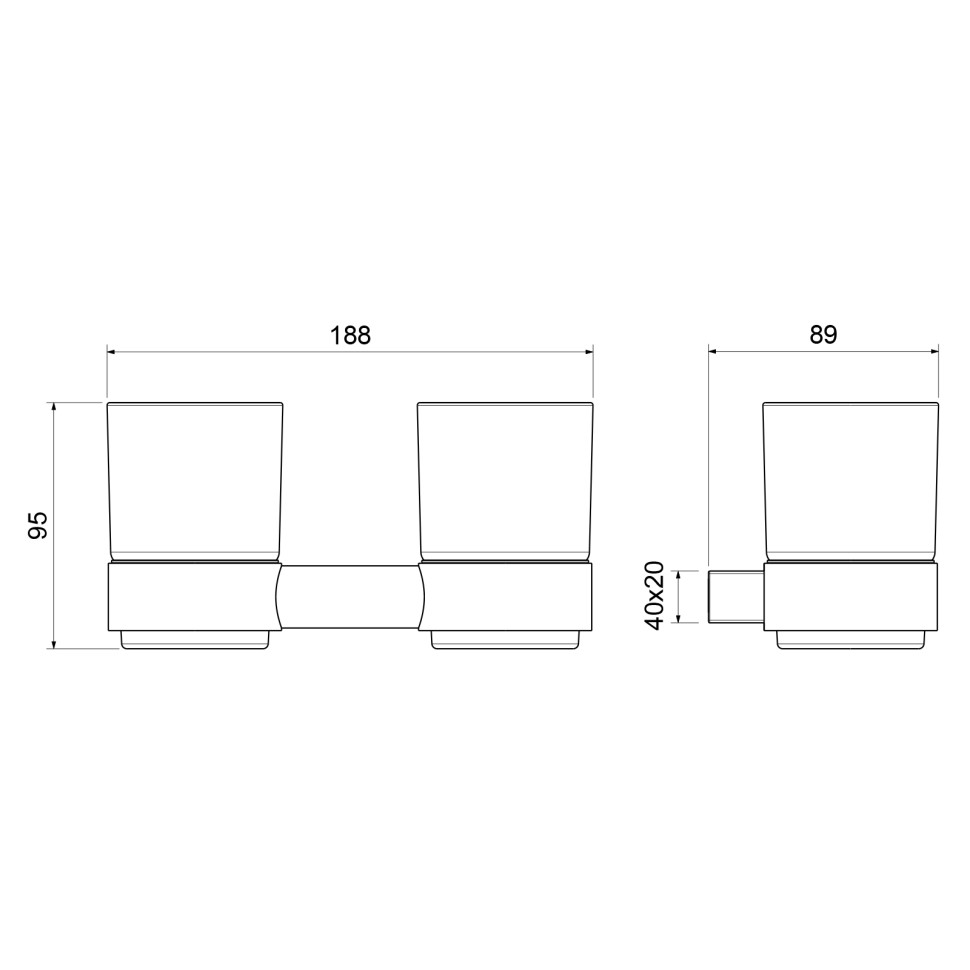 Стакан для зубных щеток двойной Timo Luiro 18534/00 хром
